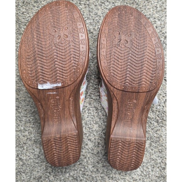 Alegria Floral Wedge Sandals Size 40 U.S. 9.5 White Spring Cottagecore Slip-On - Picture 7 of 10